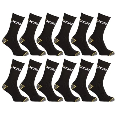 Image of JCB Socks Outdoor Activity Men&#039;s Boot Work 3 Pack UK 6 8.5 (as8, numeric, numeric_9, numeric_12, regular, Black 12 Pair Pack)