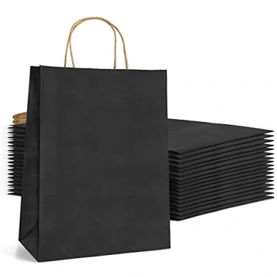 Image of AN HUI MING 18pcs Black Gift Bags Large,Paper Party Bags,Paper with Handles,Black Paper Bags, Handles (23 * 12 30cm)