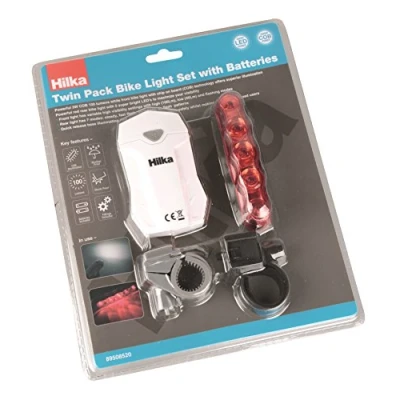 Image of Hilka Tools Unisex Adult Twin Pack Bike Light Set With Batteries Red &amp; White, L