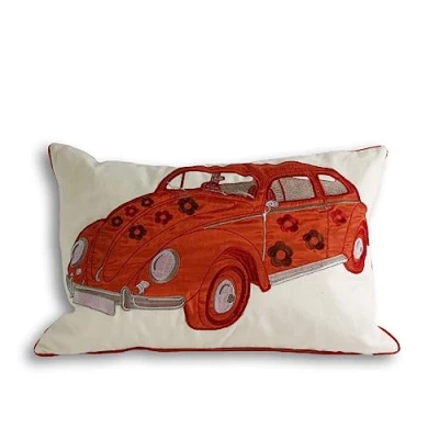 Image of Paoletti Herbie Filled Cushion Red Size 35cm (w) x 50cm (l)