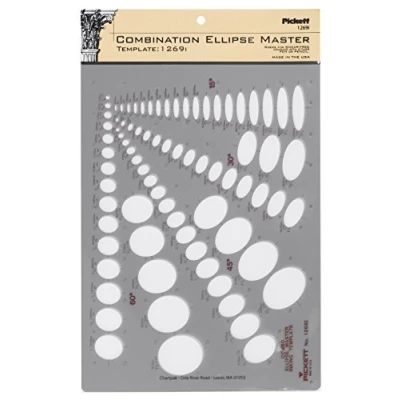 Image of Pickett Combination Ellipse Master Template, 15 Degree, 30 45 Degree and 60 Projections, Gray (1269I)