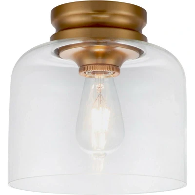 Image of Feiss Hounslow Bowl Semi Flush Ceiling Light Burnished Brass
