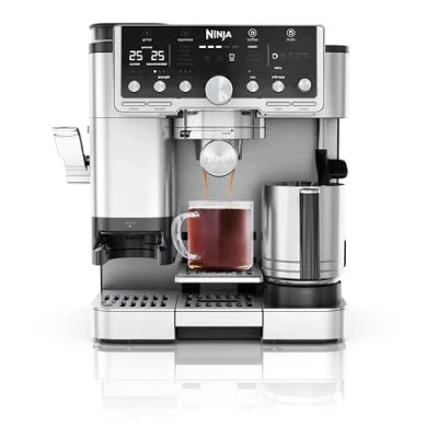 Image of Ninja Luxe Pro 3 in 1 Coffee Machine, Latte, Cappuccino, Cold Brew &amp; Espresso Maker With Built Bean Grinder Milk Frother, Easy to Use, 5 Automated Froth Presets, Silver, ES701UK