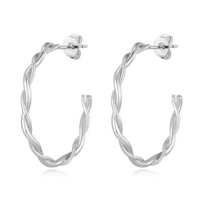 Image of Philip Jones Silver Plated 30mm Twisted Hoop Earrings