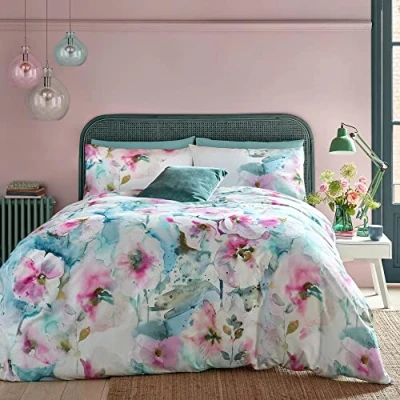Image of Voyage Maison Isabella Spring Floral Multi Duvet Cover Set 100% Cotton Sateen (Single Set: 137cm x 200cm)