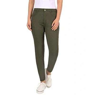 Image of HDE Women&#039;s Mid Rise Stretchy Denim Slim Fit Skinny Jeans (Olive Green, Medium)
