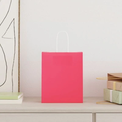 Image of vidaXL Paper Bags 50 pcs with Handles Pink 18x8x22 cm