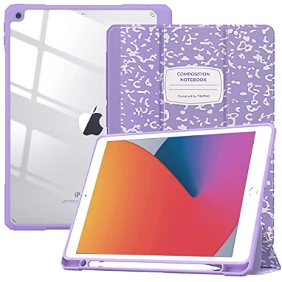 Image of TiMOVO for iPad 9th Generation Case 2021, 10.2 inch with Pencil Holder, Smart Stand Protective Clear Cover 9th/8th/7th (2021/2020/2019), Taro Purple Notebook