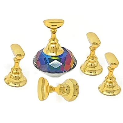 Image of Kiara World Magnetic Nail Art Tips Stand Crystal Base Alloy Holders Manicure Set Practice Holder Salon Tool DIY (Rainbow)