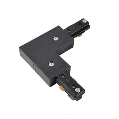 Image of Litecraft L Shaped Connector for Single Circuit Mains Track Light kit Black (Black)