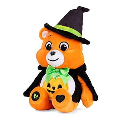 Image of Care Bears Halloween 22cm Bean Plush Trick or Sweet Bear, Collectable Cute Soft Toy, Witch Cuddly Toy for Boys and Girls, Small Teddy, Plushie Children Ages 4 5 6 7, Pumpkin, Hat Cape