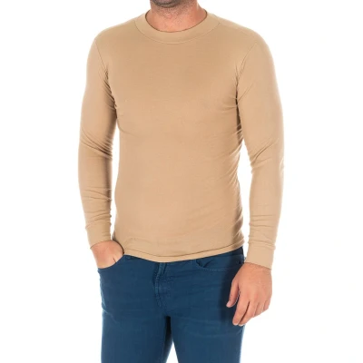 Image of Kisses&amp;Love Mens Long sleeved T shirt with half high collar 1625 H man Beige Size X Small