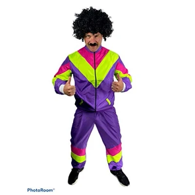 Image of Rubber Johnnies 80s Shell Suit COSTUME, Fancy Dress, Scouser, Tracksuit, Couples, Adult, Purple