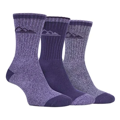 Image of Storm Bloc 3 Pairs Ladies Padded Sole Lightweight Breathable Summer Hiking Socks with Arch Support (4 8 uk, SBLS032VIO)