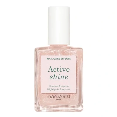 Image of Manucurist Active Shine™ Highlighter Treatment Polish For Nails No Lamp Vegan &amp; Made in France Ultra Shiny 2 1 Nude Nail Strengthener Plant Based Ingredients