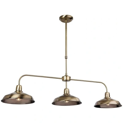 Image of Lounge 3 Light Ceiling Pendant Bar Antique Brass, E14