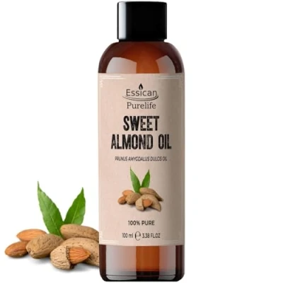 Image of Sweet Almond Oil 100ml Carrier for Essential Oil, Skin, Stretch Mark Nails Aromatherapy Hair