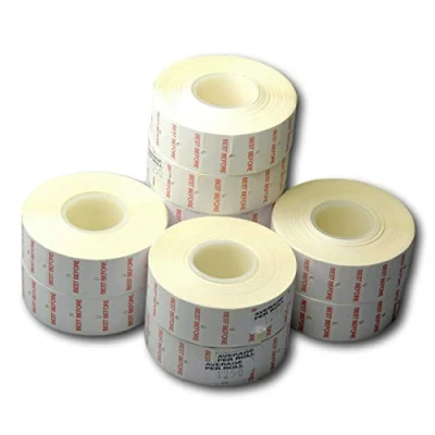 Image of EPOSGEAR CT1 22mm x 12mm (22x12) White Pre Printed Best Before (BBE) Permanent Adhesive Date Marking Price Gun Ticket Labeller Labels (12,500 (10 Rolls))