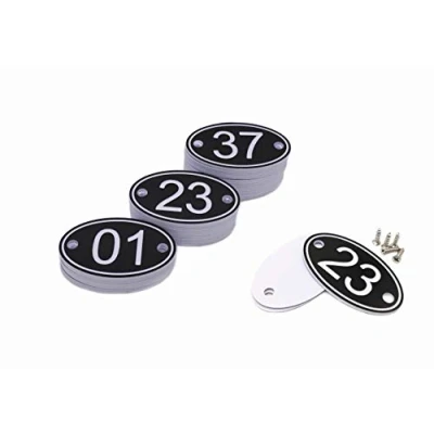 Image of ABS Engraved 30mm x 50mm Oval Table numbers (1 100) Pubs Restaurants Clubs Black 1 to 100