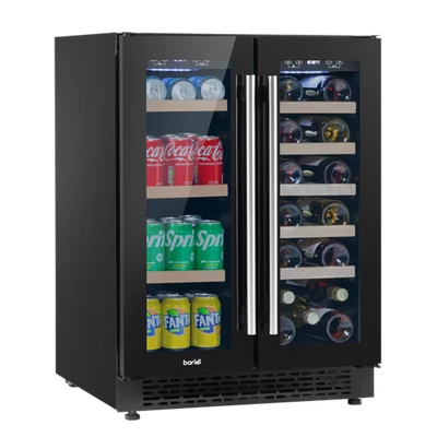 Image of Baridi 60cm Dual Zone Wine Cooler and Drinks Fridge 40 Bottle/120 Can Built In Under Counter/Freestanding Glass Fronted Bar Chiller DH96
