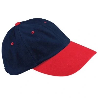 Image of Beechfield B57 Low Profile Heavy Brushed Cotton Cap French Navy/Classic Red