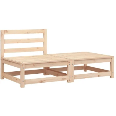 Image of vidaXL Garden Sofa Armless with Footstool Solid Wood Pine