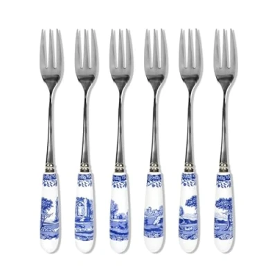 Image of Portmeirion Home &amp; Gifts Pastry Forks S/6, Blue White