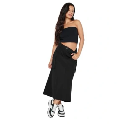 Image of PixieGirl Black Cargo Maxi Skirt Petite