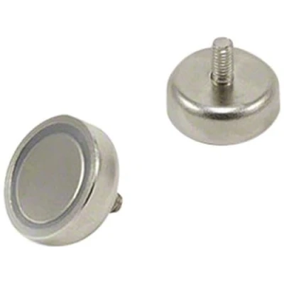 Image of N42 Neodymium Pot Magnet with M4 Stud for Arts, Crafts, Model Making, DIY, Hobbies, Office, and Home 20mm dia x 7mm thick 15.8kg Pull