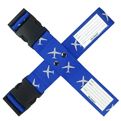 Image of OW Travel Personalised Luggage Cross Straps for Suitcases (1 Pack Blue) Easy to Spot Sturdy Suitcase with labels. Strap Belt Baggage.Bag Case Belts