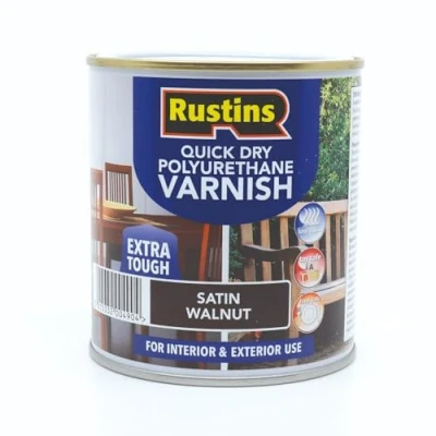 Image of Rustins Quick Dry Polyurethane Varnish Satin Walnut 250ml