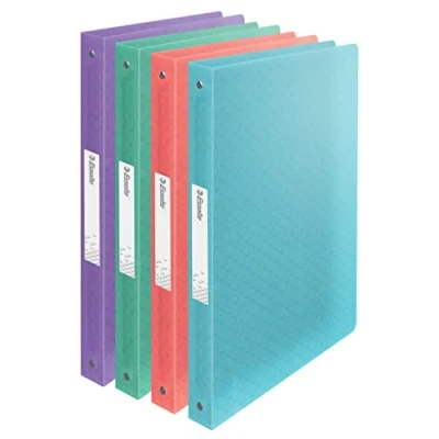 Image of Esselte Ring Binder, 140 Sheet Capacity, 20mm Spine, 4 A4 Folder, Soft Cover File, Home/Office Use, Embossed Pattern, Colour&#039;Breeze Range, Assorted Pastel Shade, 626249