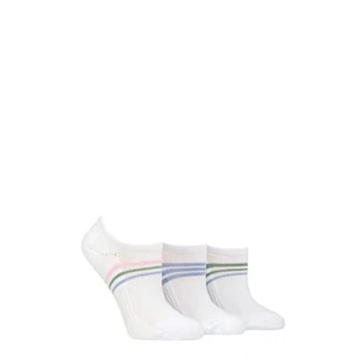 Image of SockShop Ladies Half Cushioned Bamboo No Show Socks Pack of 3 White Stripe 4 8