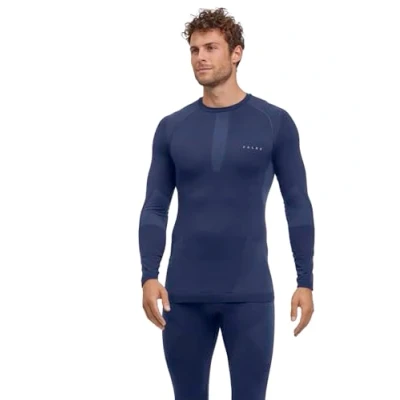 Image of FALKE Men&#039;s Warm Round Neck M L/S SH Functional Yarn Quick Dry 1 Piece Base Layer Top, Blue (Space 6116) new eco friendly, XXL
