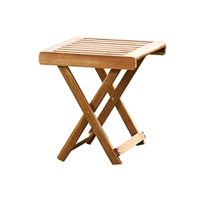 Image of Thompson &amp; Morgan Acacia Hardwood Folding Side Table Pre Treated Garden Furniture (Acacia Table)