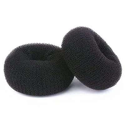 Image of Hair Donut Bun Maker Blonde, Ring Style Bun, 2PCS Chignon Increase Doughnut Shaper for Thick and Long (X Large, 4.5 Inch/Black)
