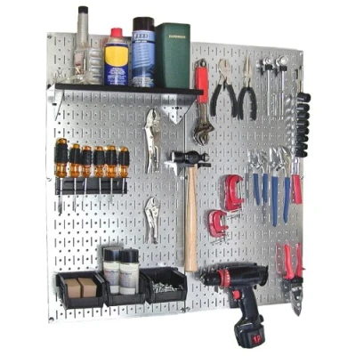 Image of Wall Control 30 WGL 200GVB Galvanized Steel Pegboard Tool Organizer, Galv/Black