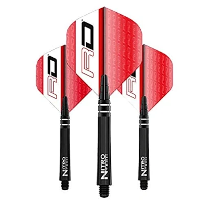 Image of Hardcore XT Red Flight &amp; Black Nitrotech Stem Combo (4 sets per pack)