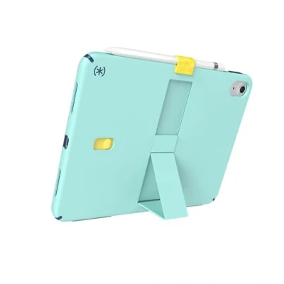 Image of Speck iPad 10.9 Inch Tablet Case and Stand Scratch Resistant, Drop Protection &amp; Quick Release Kickstand for 10th Gen 2022 StandyShell Glass Teal/Deep Sea Blue/Daisy Yellow