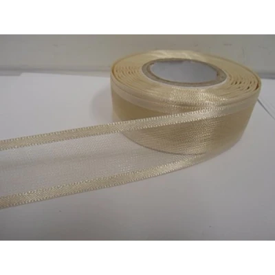 Image of 2 metres x 25mm Edged Organza Ribbon Cream Double Sided Satin Edge Sheer 25 mm 2.5cm