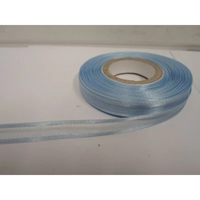 Image of 1 roll of 10mm Edged Organza Ribbon x 25 metres Baby Blue Light Double Sided Satin Edge Sheer 10 mm 1cm