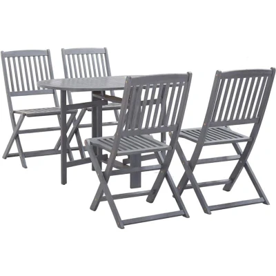 Image of vidaXL 5 Piece Outdoor Dining Set Grey Solid Acacia Wood