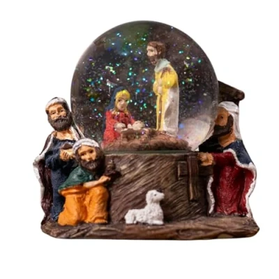 Image of Marco Paul Nativity Scene Christmas snow Globe Large Durable Handpainted 15cm with glitter effect Indoor Festive decoration for home decor
