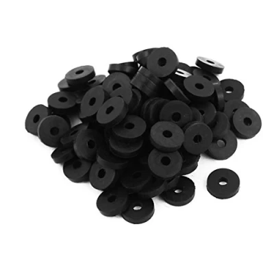 Image of Sourcingmap Rubber Flat Washers 13.8mm OD 4mm ID 3mm Thickness for Faucet Pipe Water Hose, Pack of 100