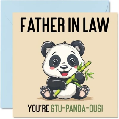 Image of Birthday Cards for Father in Law Stu Panda ous Funny Happy Card from Son Daughter Law, Fathers Day Dad 145mm x Joke Greeting Men Him