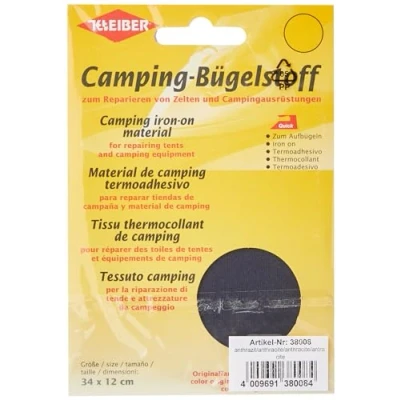 Image of Kleiber 100 Percent Cotton Canvas Tent with Awning Iron on Repair Patch, Black