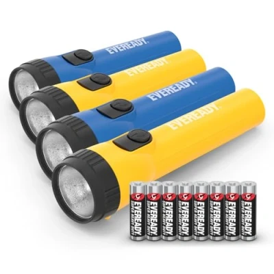 Image of Eveready LED Flashlight, Bright Flashlights for Emergencies and Camping Gear, Flash Light with AA Batteries Included, Pack of 4