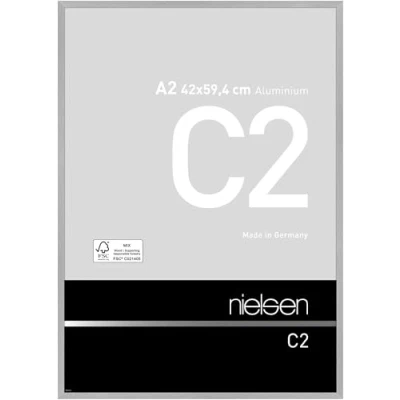 Image of nielsen C2 Photo Frame, A2, 42x59.4cm Silver Aluminium Picture Frame with Protective Float Glass and Push Turn Clips Soft