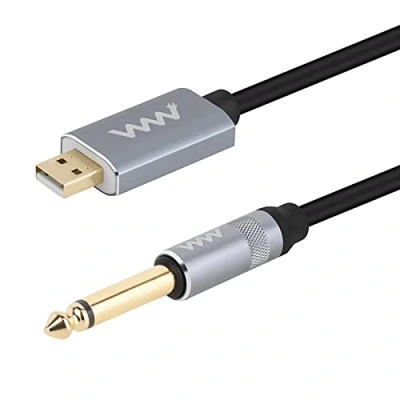 Image of innov8 USB 2.0 Interface Male to 6.35mm 1/4&quot; Mono TS Electric Guitar Cable Studio Audio Connector Cords Adapter for Instruments Recording Singing 3m