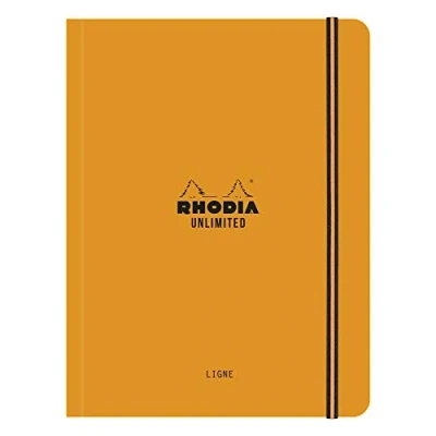 Image of RHODIA 118978C Unlimited Orange Elastic Notebook A5+ Ruled 120 Detachable Pages White Clairefontaine Paper 80 g/m Velvety Touch Cover